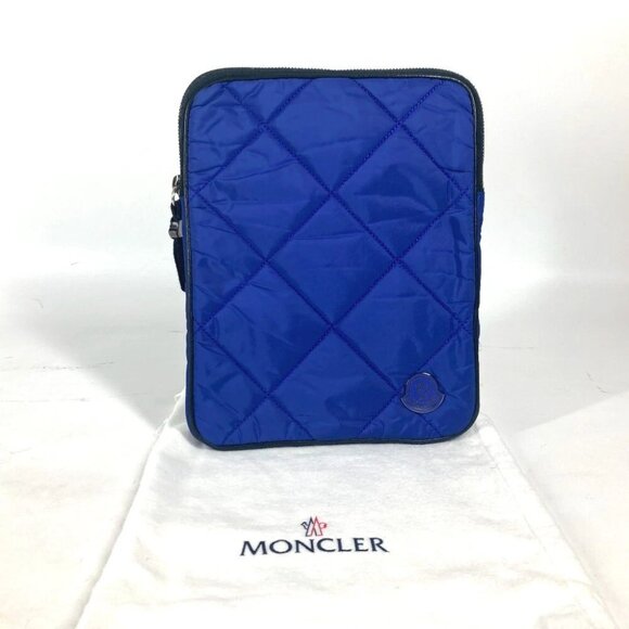 MONCLER logo tablet case Clutch bag Pouch Nylon blue/Black - Picture 1 of 16